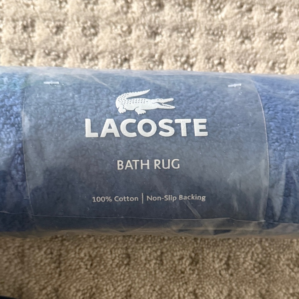 Lacoste Blue Cotton Bath Rug